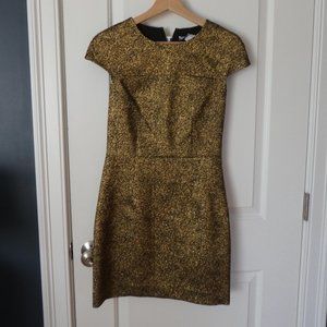 Diane Von Furstenberg Gold Metallic Cocktail Dress, Size 4